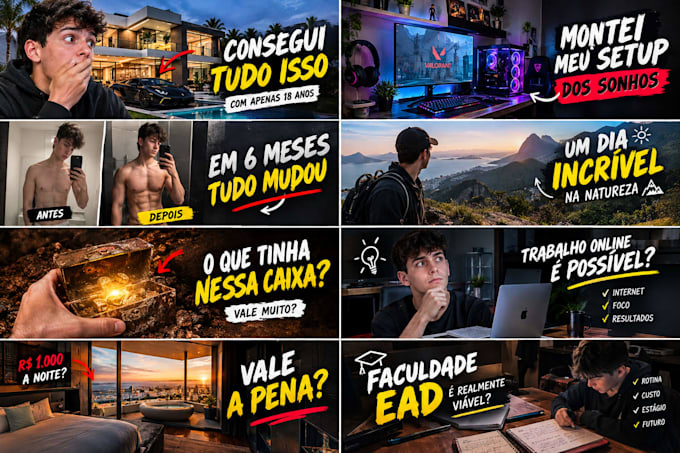 vou criar thumbnails ótimas para o seu canal
