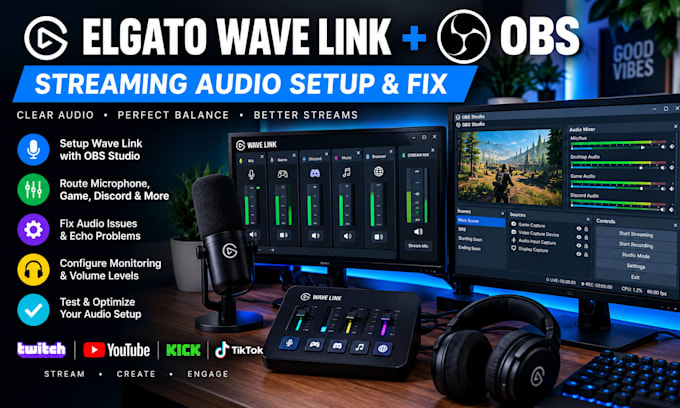 set up elgato wave link with obs studio for streaming audio