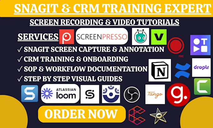 setup snagit obs studio sharex loom scribe tango guidde notion confluence CRM