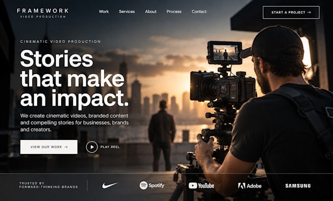 build squarespace videogrpher website video production portfolio website
