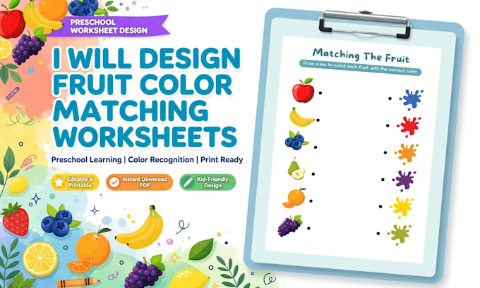 design preschoolers matching worksheets