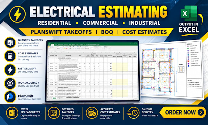 do electrical quantity takeoff and estimate for contractors in planswift