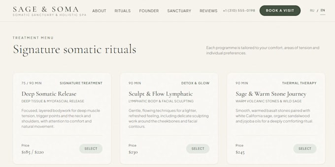 build a luxury spa and wellness website with booking requests