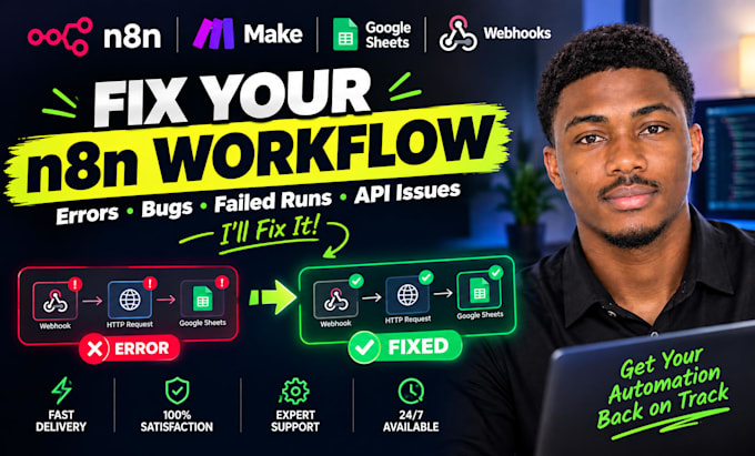 fix n8n workflow errors and debug your n8n automation bugs, n8n expert