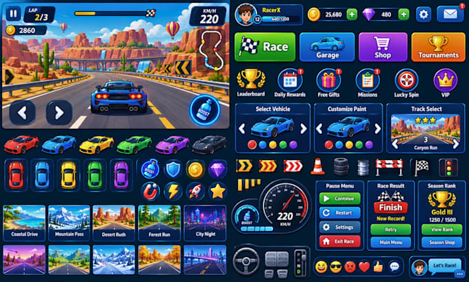 2d game ui design anime game ui roblox pixel art gui mobile game hud ...