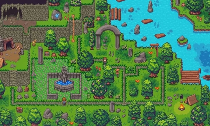 do top down pixel art tileset game assets rpg maker tilemap sprite sheet asset