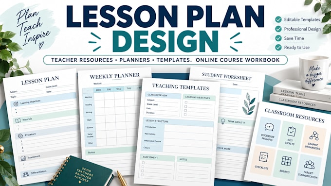 lesson plans, teaching resources, teacher planners and online course workbook