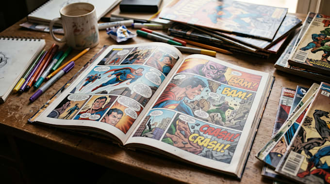create ai comic book, illustrations any style