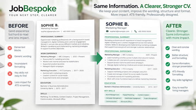 professionally improve your CV or resume