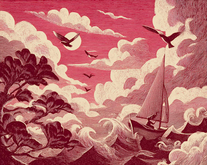 draw medieval and gothic linocut illustrations