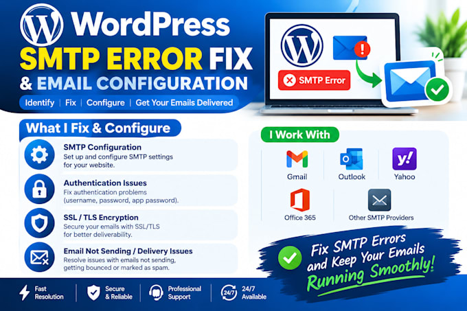 fix wordpress email not sending and configure SMTP issues