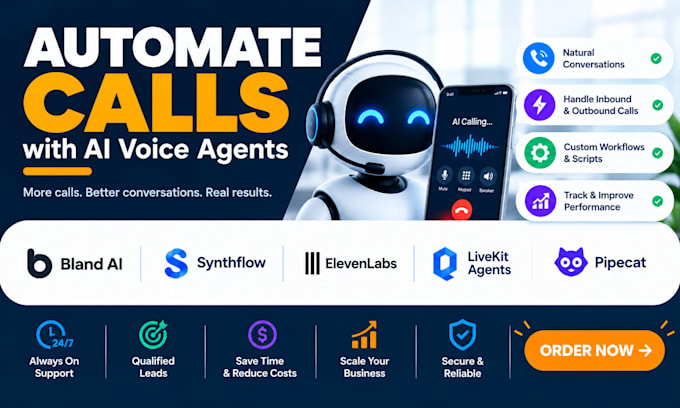 automate calls using bland ai synthflow elevenlabs livekit agents pipecat