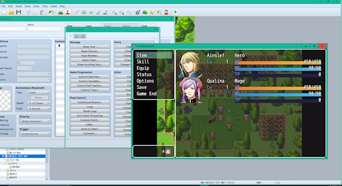 develop a custom 2d game top down game, runner game in rpg maker with plugin