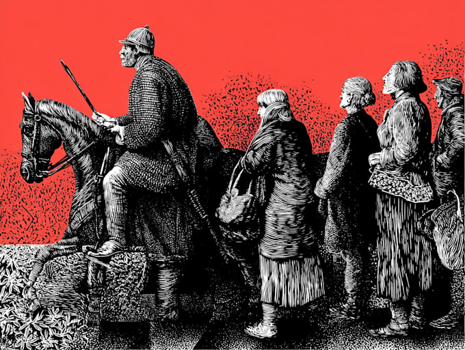 draw illustrations with engraving style and ornament