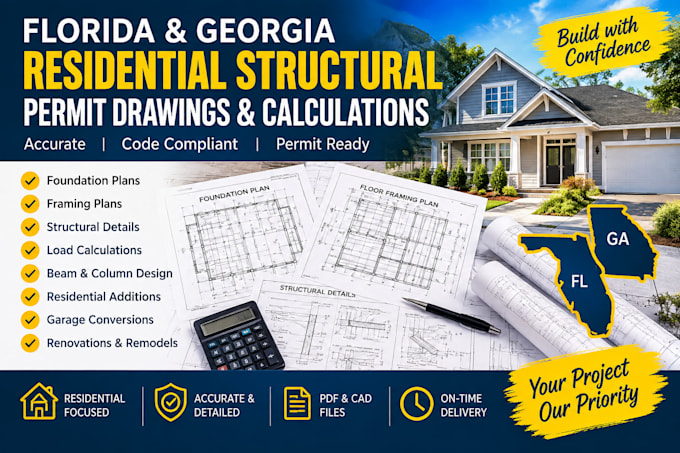 florida georgia residential structural permit drawings and calculations