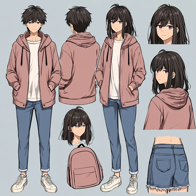 draw custom anime oc character reference sheet