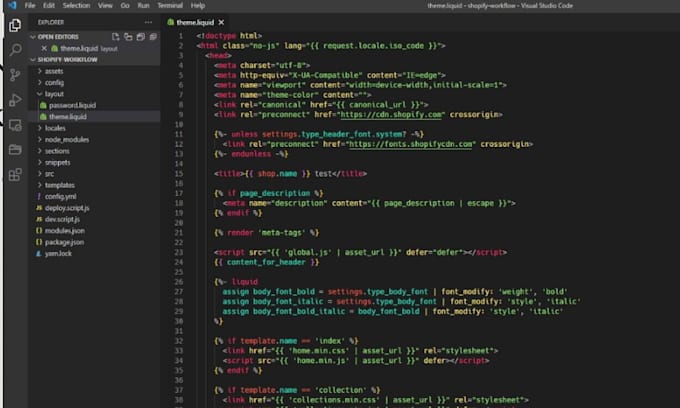 fix shopify theme bugs and liquid errors