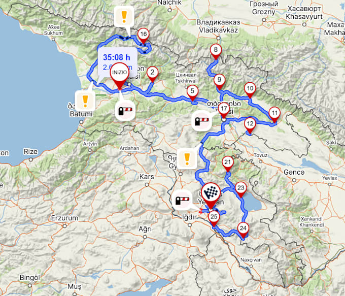 create a 17 days caucasus self drive travel itinerary