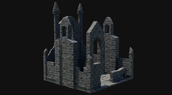 create digital terrain model from photogrammetry, castle pbr texture, dnd ruins
