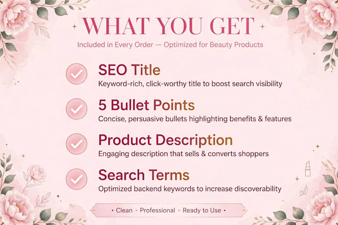 write beauty products list