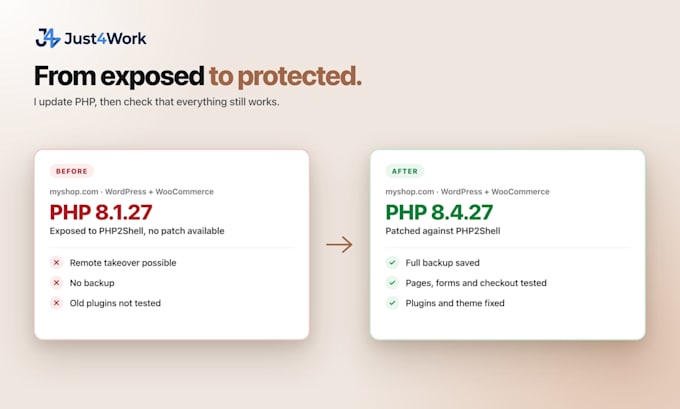 patch php2shell and safely update PHP on your wordpress or prestashop site