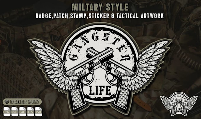 do military tactical, retro vintage, badge, and patch logo