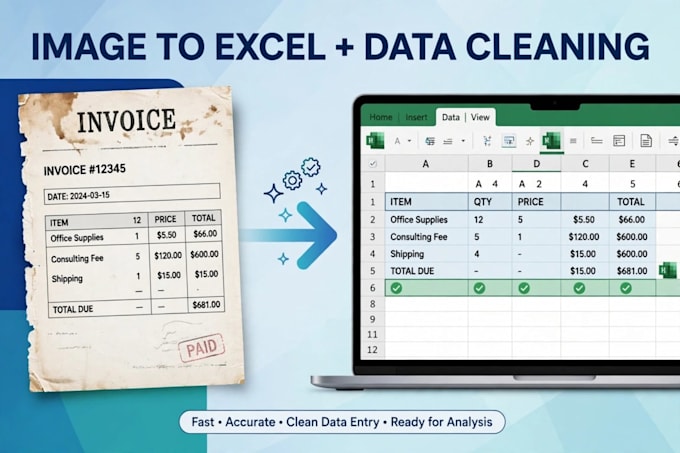 convert PDF to excel, image to excel and clean the spreadsheet