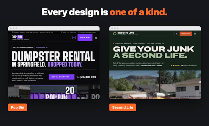 design a professional dumpster rental or junk removal website