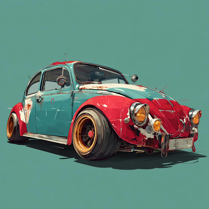 create a high quality custom car portrait illustration