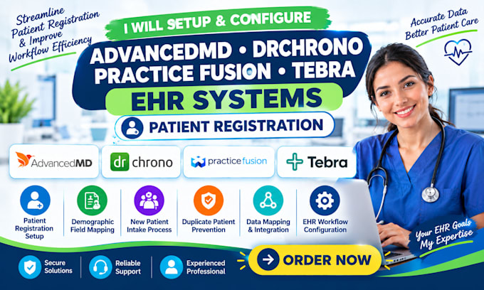 setup advancedmd drchrono practice fusion ehr systems tebra patient registration