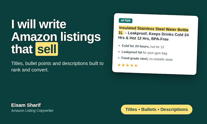 write a amazon product title bullets pint and description