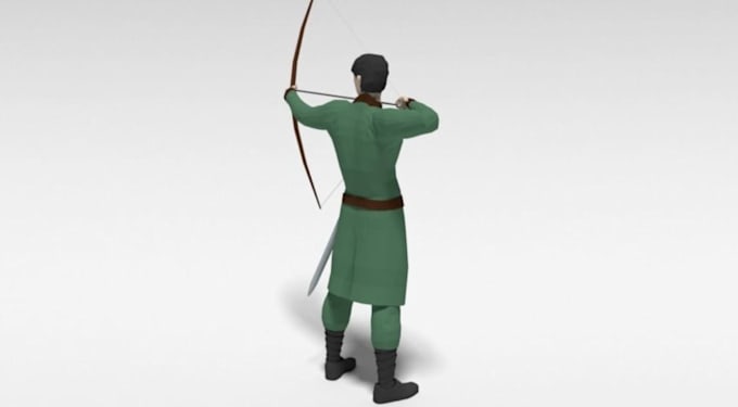 create stylized lowpoly character, 3d animation for retro hunter game,y2k action