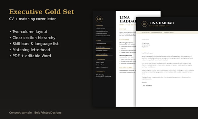 design a professional and modern CV or resume