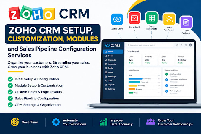 zoho CRM data migration, contact import, cleanup and record organization service