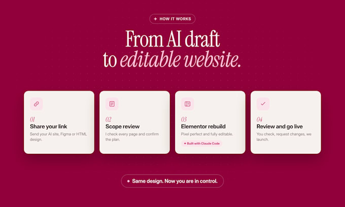 convert lovable, v0 or claude ai website to editable wordpress elementor