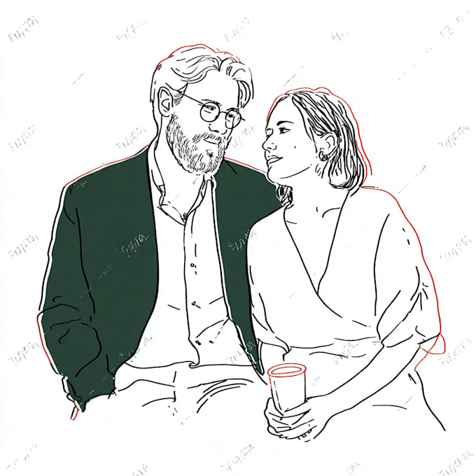 draw a cute cartoon couple portrait
