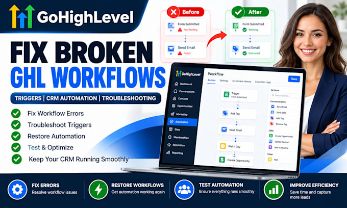 fix gohighlevel broken workflows triggers and CRM automation errors