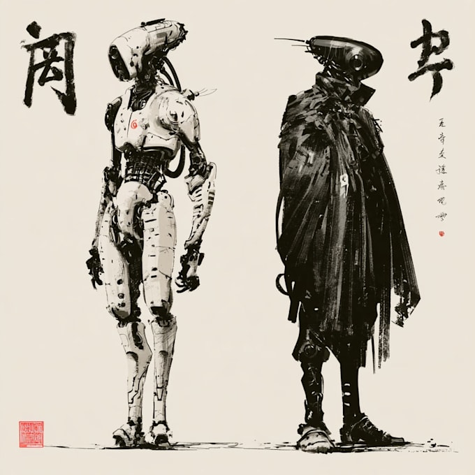 draw mecha robot character design