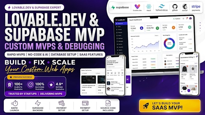 build custom saas mvp web app using lovable ai supabase development software