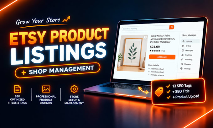 be your etsy shop manager and optimize your product listings