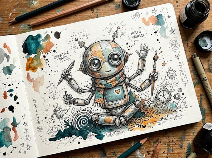 draw unique digital charcoal sketch and illustration