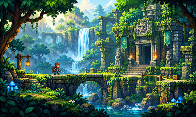 Pixelkunst-sprite-sheets, tilesets und spielhintergründe erstellen