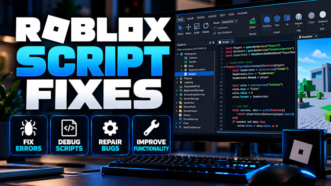 fix roblox scripts, debug lua errors and repair game bugs