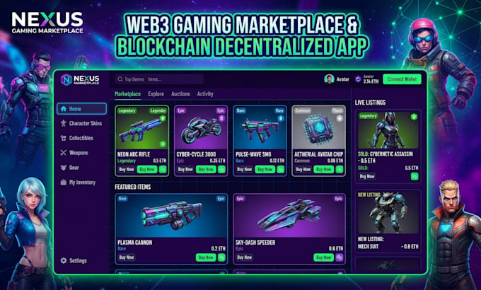 web3 gaming marketplace for digital game assets, blockchain decentralized app