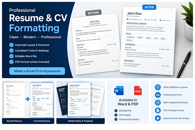 format and professionally edit your resume or CV