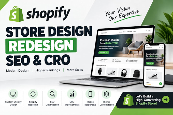 shopify store, redesign shopify website SEO and cro optimization