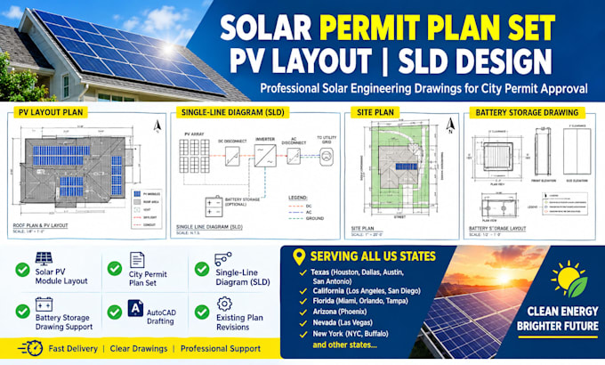 draft solar engineering pv layout city permit plan sld design for ca az nv