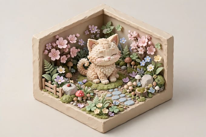 create 3d isometric cube art, pixel block and voxel design