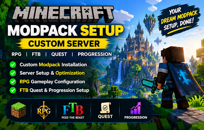 create fix custom minecraft modpack setup server with rpg ftb quest progression
