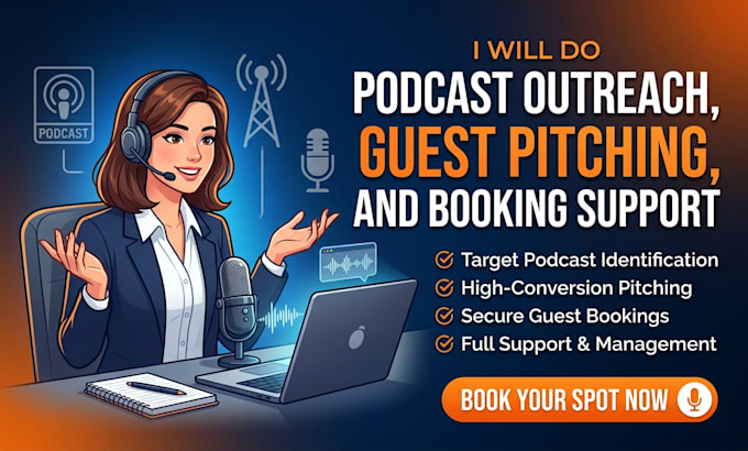 do podcast outreach, guest pitching and booking support